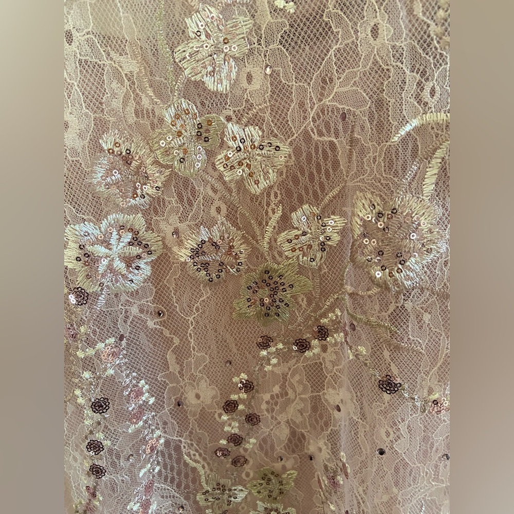 Mac Duggal Size 10 Blush Pink Beaded Floral Lace Midi Dress NWT Formal Cocktail - Picture 7 of 15